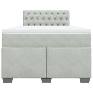 Κρεβάτι Boxspring με Στρώμα Ανοιχτό Γκρι 120x200 εκ. Βελούδινο - Pakobazaar