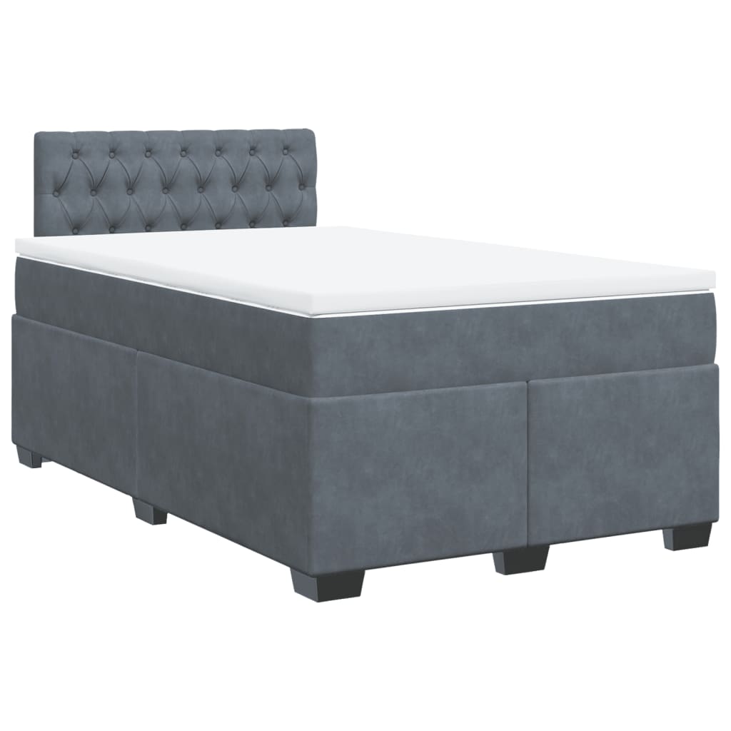 Κρεβάτι Boxspring με Στρώμα Σκούρο Γκρι 120x200 εκ. Βελούδινο