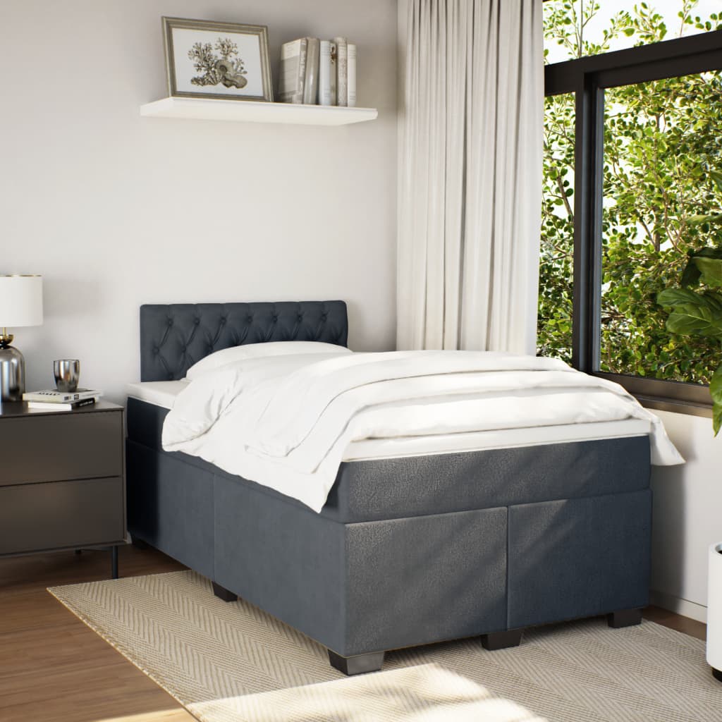 Κρεβάτι Boxspring με Στρώμα Σκούρο Γκρι 120x200 εκ. Βελούδινο