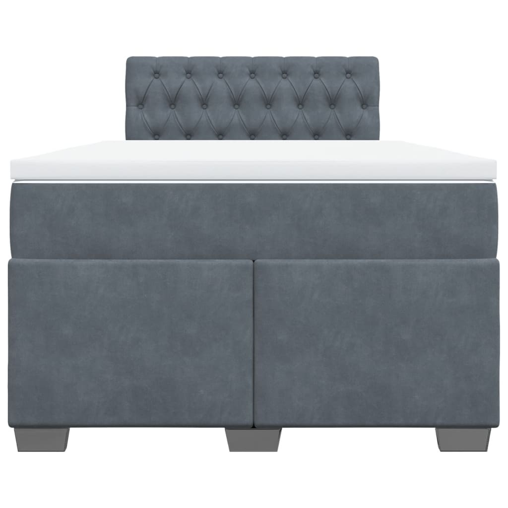 Κρεβάτι Boxspring με Στρώμα Σκούρο Γκρι 120x200 εκ. Βελούδινο