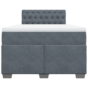 Κρεβάτι Boxspring με Στρώμα Σκούρο Γκρι 120x200 εκ. Βελούδινο