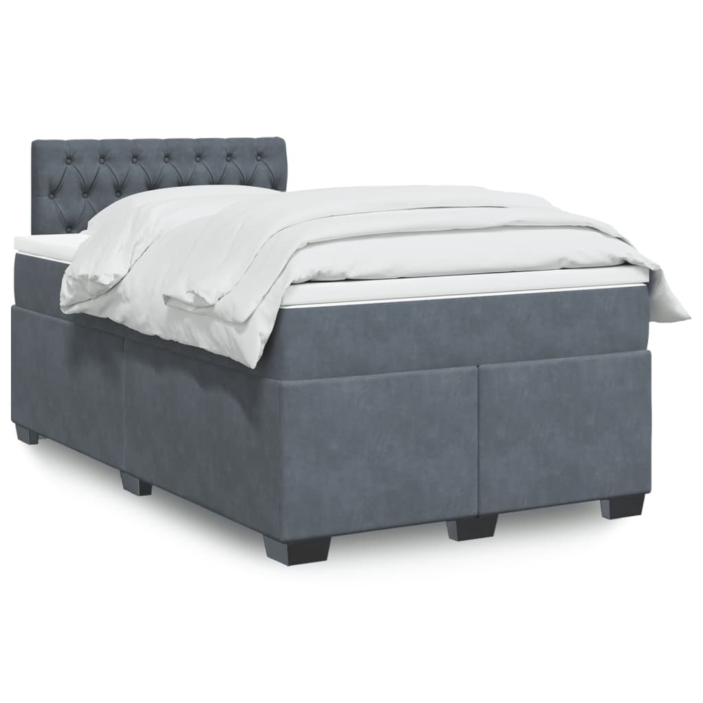 Κρεβάτι Boxspring με Στρώμα Σκούρο Γκρι 120x200 εκ. Βελούδινο