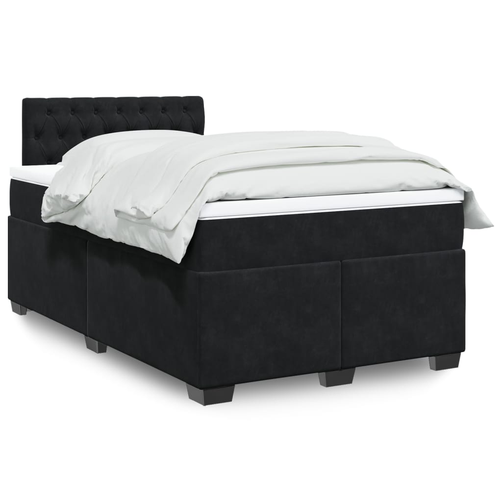 Κρεβάτι Boxspring με Στρώμα Μαύρο 120 x 200 εκ. Βελούδινο