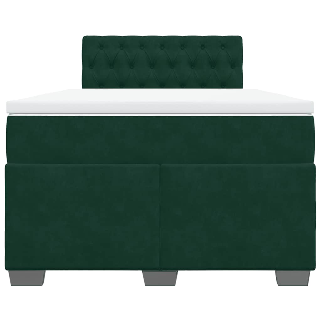 Κρεβάτι Boxspring με Στρώμα Σκούρο Πράσινο 120x200εκ. Βελούδινο - Pakobazaar