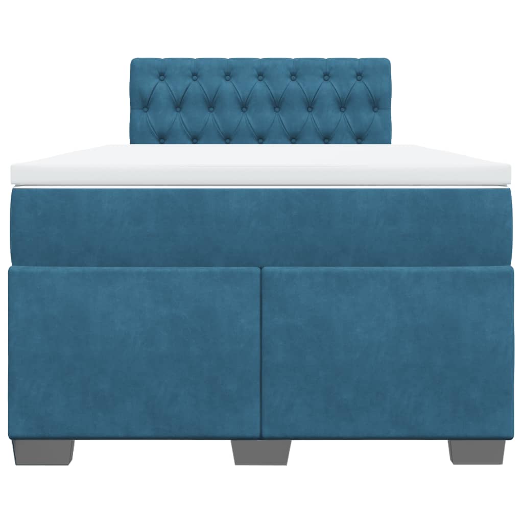 Κρεβάτι Boxspring με Στρώμα Σκούρο Μπλε 120x200 εκ. Βελούδινο - Pakobazaar