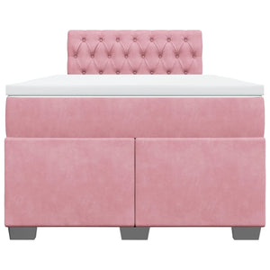 Κρεβάτι Boxspring με Στρώμα Ροζ 120x200 εκ. Βελούδινο