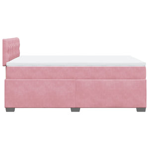 Κρεβάτι Boxspring με Στρώμα Ροζ 120x200 εκ. Βελούδινο
