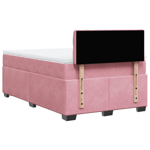 Κρεβάτι Boxspring με Στρώμα Ροζ 120x200 εκ. Βελούδινο