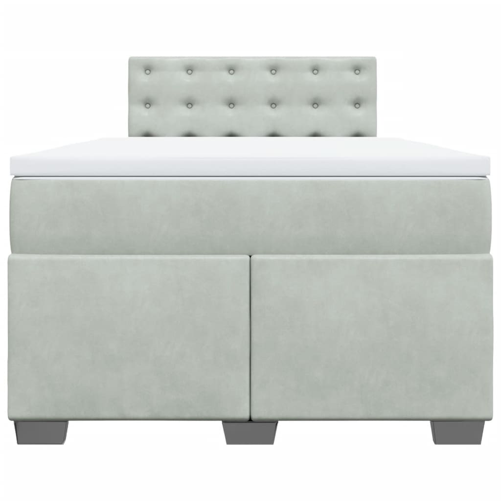 Κρεβάτι Boxspring με Στρώμα Ανοιχτό Γκρι 120x200 εκ. Βελούδινο