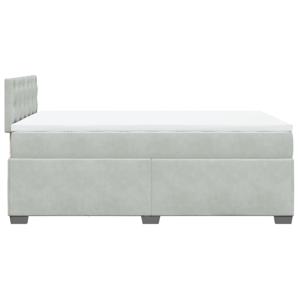 Κρεβάτι Boxspring με Στρώμα Ανοιχτό Γκρι 120x200 εκ. Βελούδινο