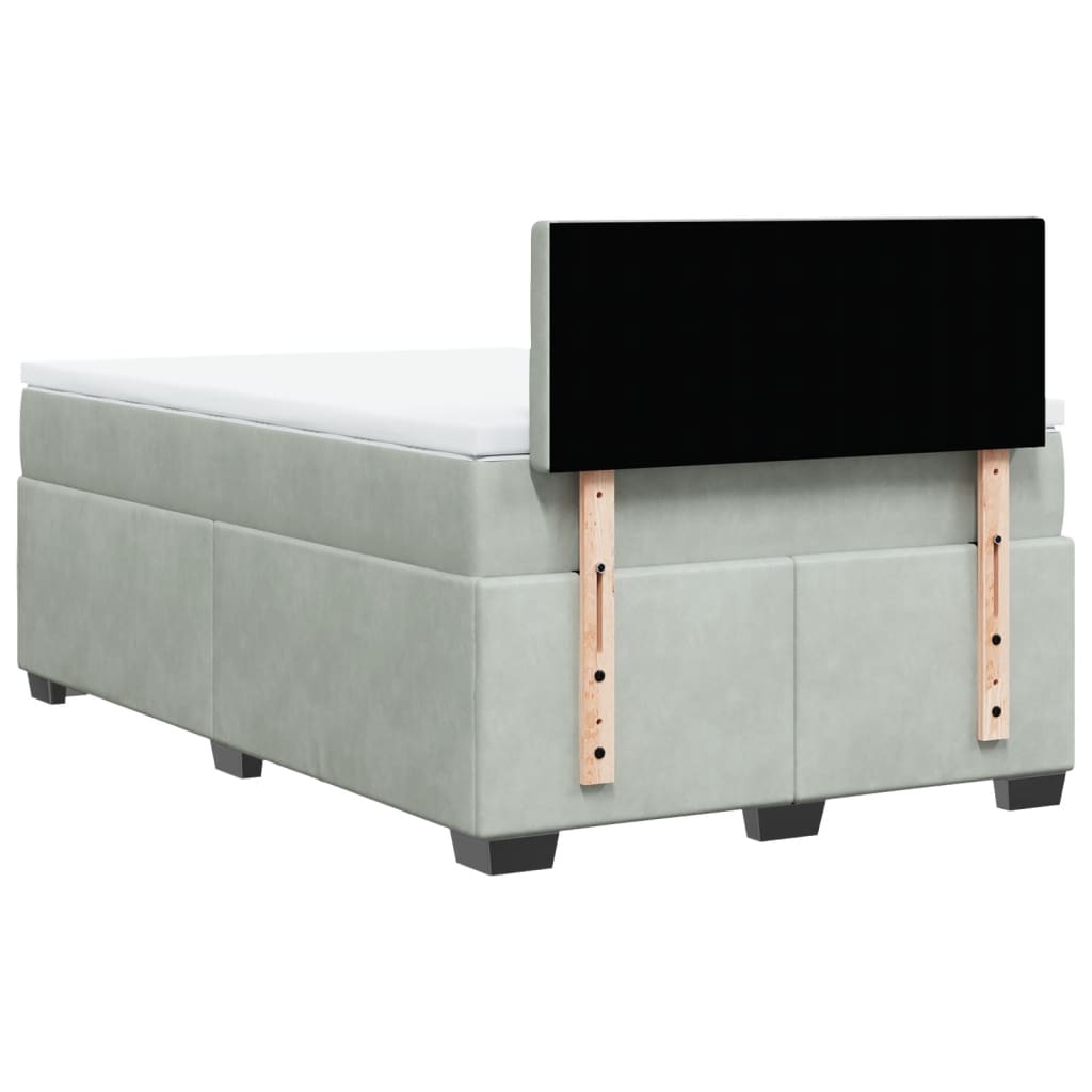 Κρεβάτι Boxspring με Στρώμα Ανοιχτό Γκρι 120x200 εκ. Βελούδινο