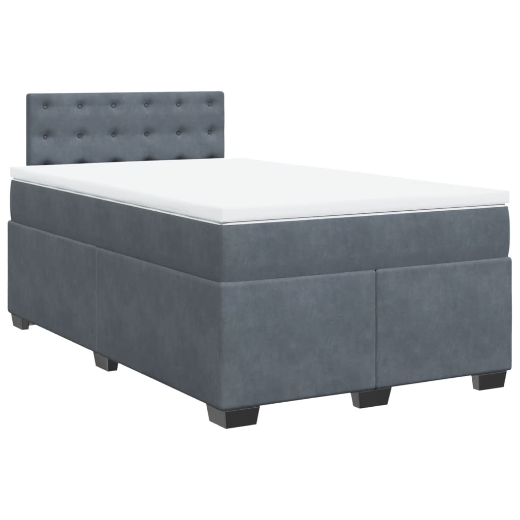Κρεβάτι Boxspring με Στρώμα Σκούρο Γκρι 120x200 εκ. Βελούδινο