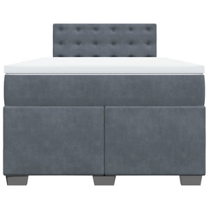 Κρεβάτι Boxspring με Στρώμα Σκούρο Γκρι 120x200 εκ. Βελούδινο