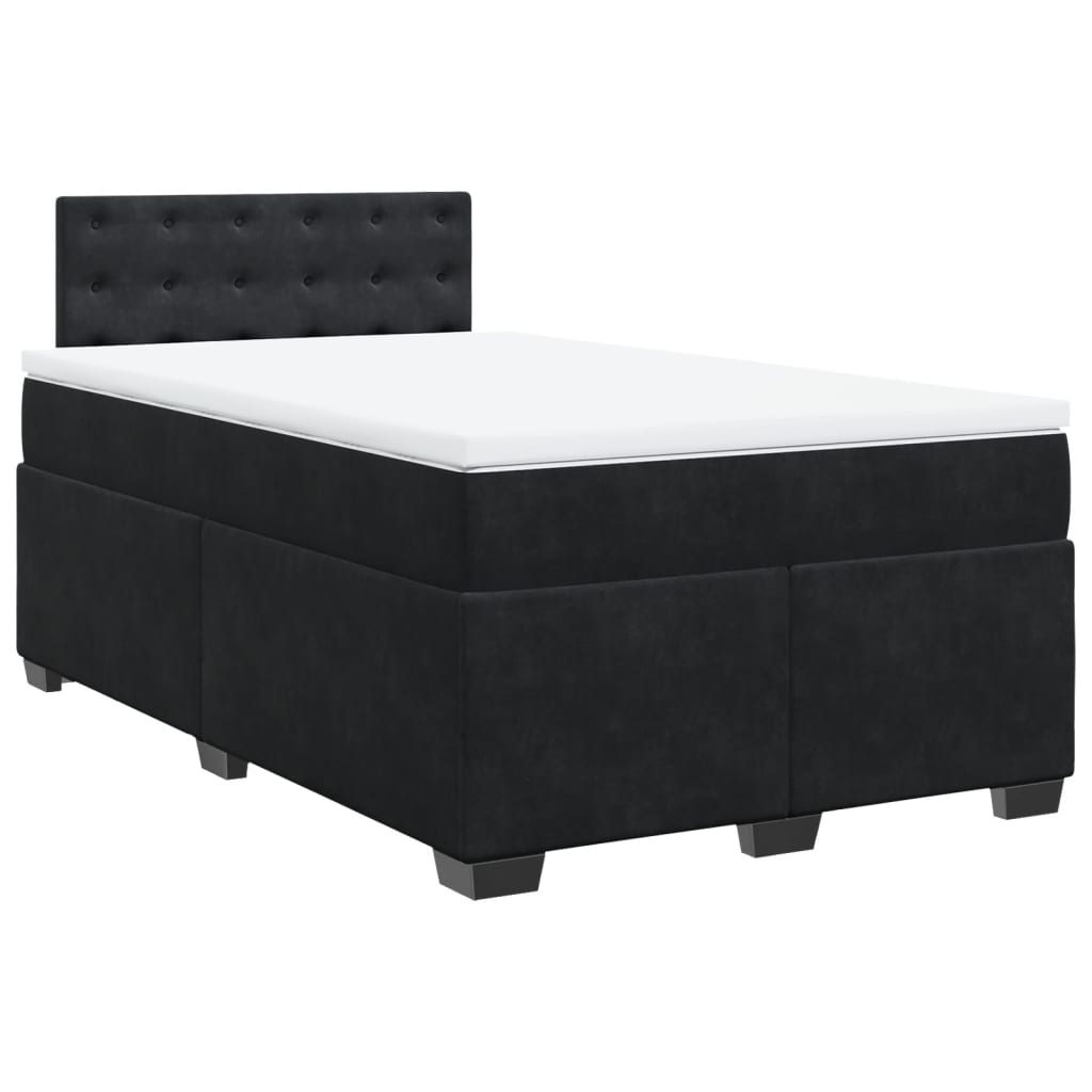 Κρεβάτι Boxspring με Στρώμα Μαύρο 120 x 200 εκ. Βελούδινο