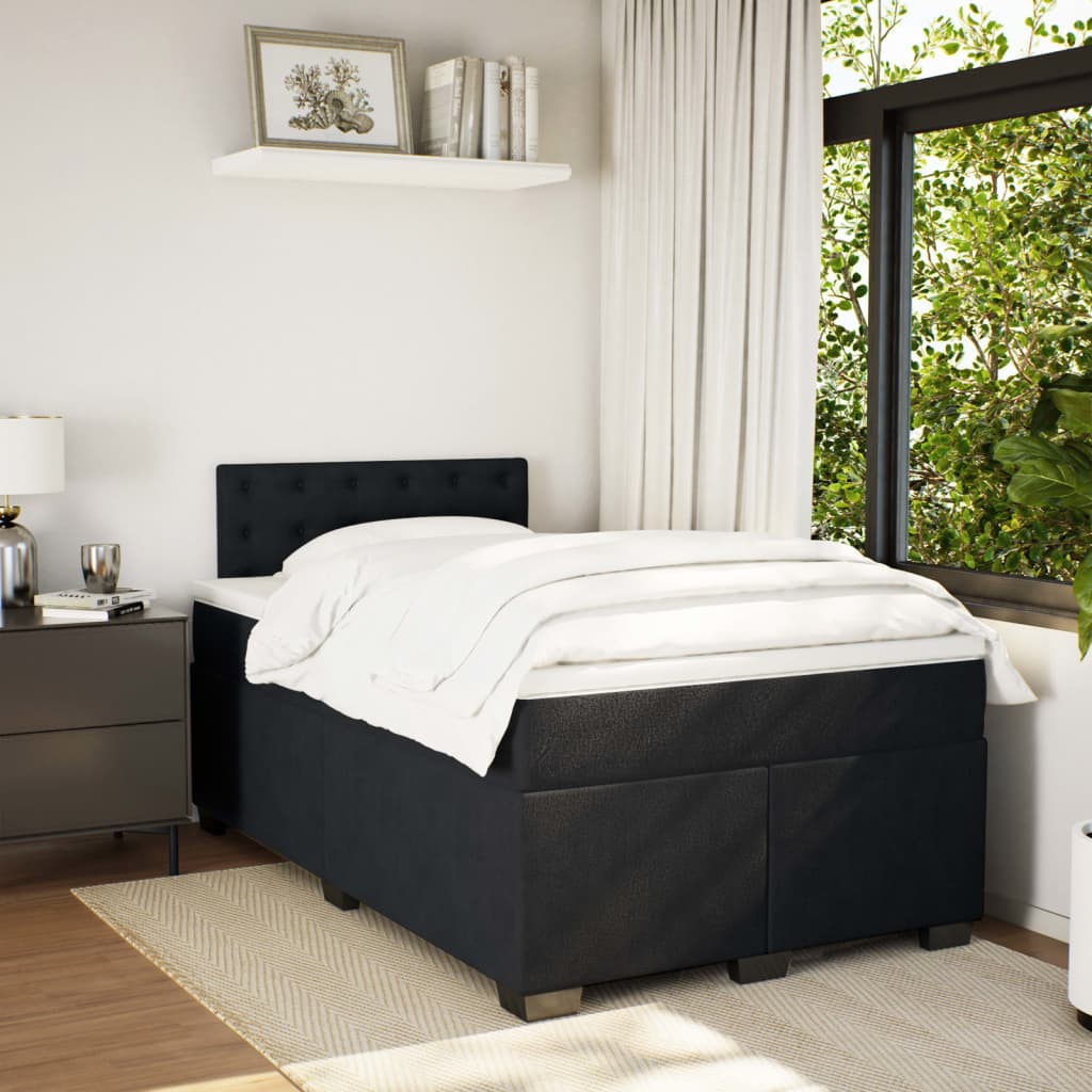 Κρεβάτι Boxspring με Στρώμα Μαύρο 120 x 200 εκ. Βελούδινο