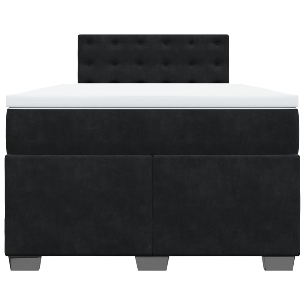 Κρεβάτι Boxspring με Στρώμα Μαύρο 120 x 200 εκ. Βελούδινο