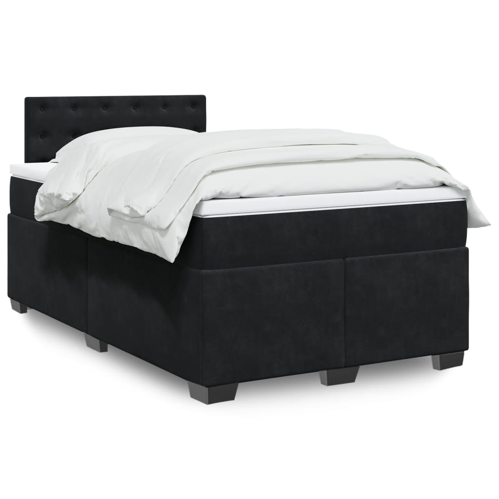 Κρεβάτι Boxspring με Στρώμα Μαύρο 120 x 200 εκ. Βελούδινο