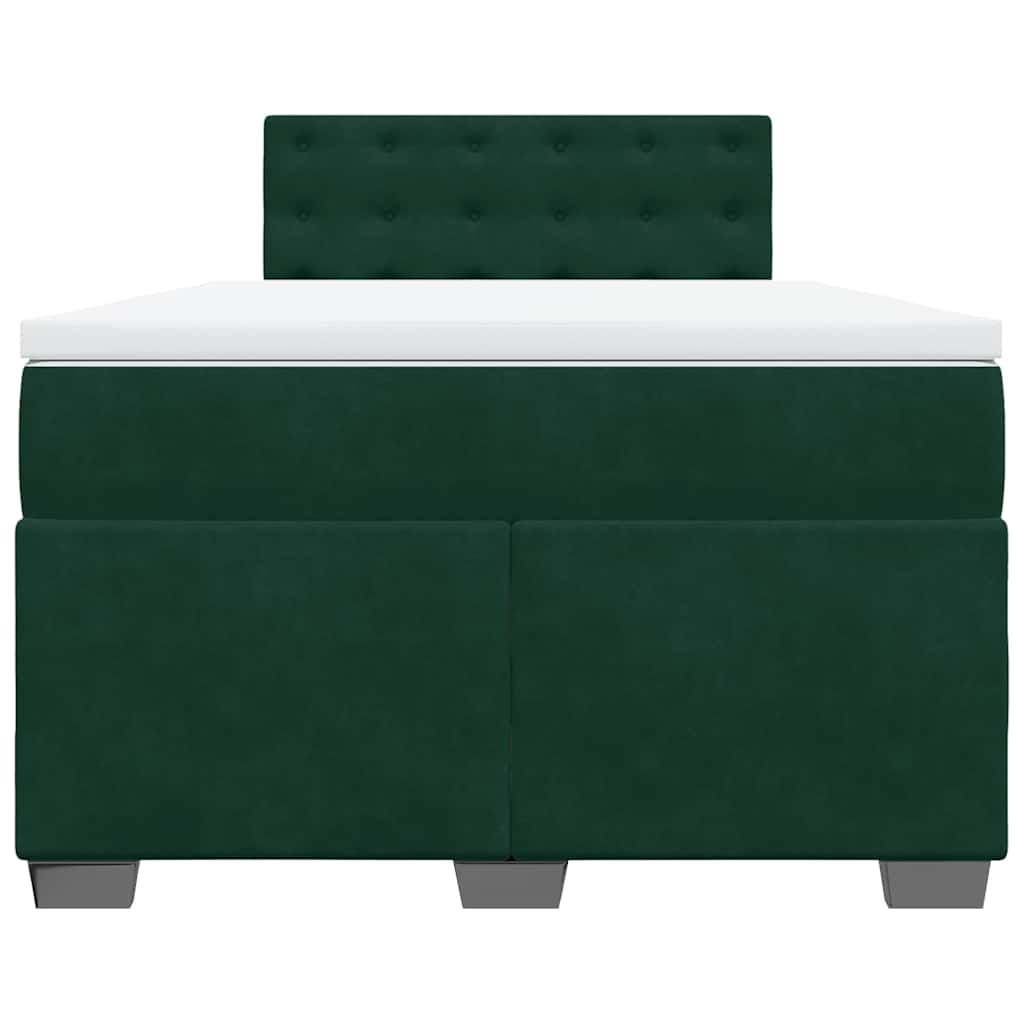 Κρεβάτι Boxspring με Στρώμα Σκούρο Πράσινο 120x200εκ. Βελούδινο