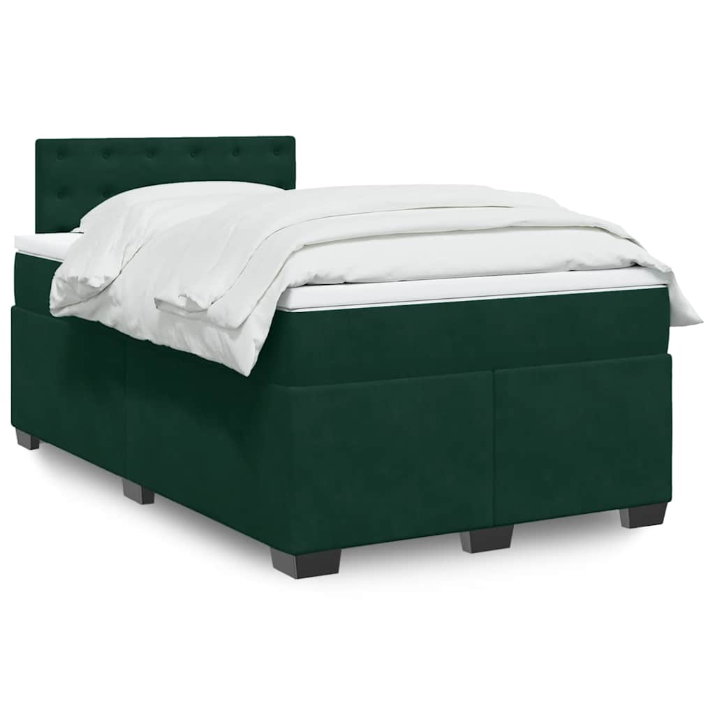 Κρεβάτι Boxspring με Στρώμα Σκούρο Πράσινο 120x200εκ. Βελούδινο