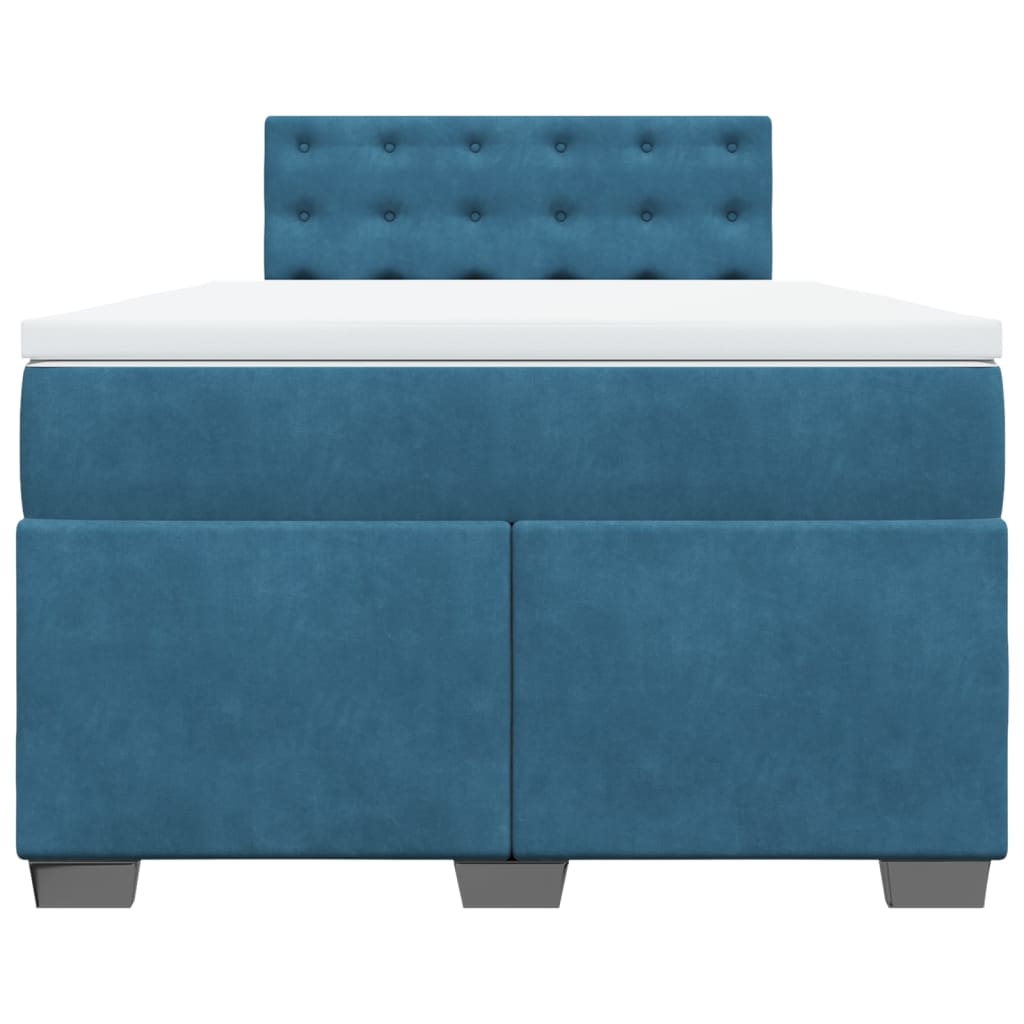 Κρεβάτι Boxspring με Στρώμα Σκούρο Μπλε 120x200 εκ. Βελούδινο - Pakobazaar