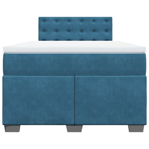 Κρεβάτι Boxspring με Στρώμα Σκούρο Μπλε 120x200 εκ. Βελούδινο - Pakobazaar