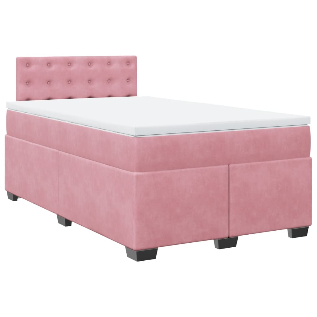 Κρεβάτι Boxspring με Στρώμα Ροζ 120x200 εκ. Βελούδινο