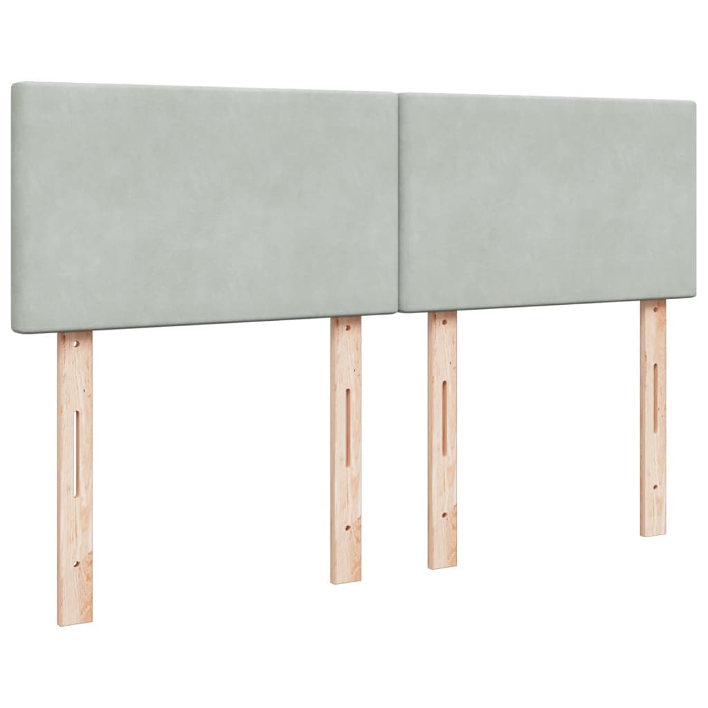 Κρεβάτι Boxspring με Στρώμα Ανοιχτό Γκρι 140x190 εκ. Βελούδινο - Pakobazaar