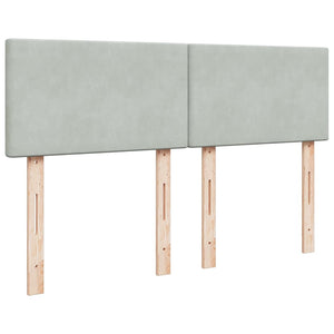 Κρεβάτι Boxspring με Στρώμα Ανοιχτό Γκρι 140x190 εκ. Βελούδινο - Pakobazaar