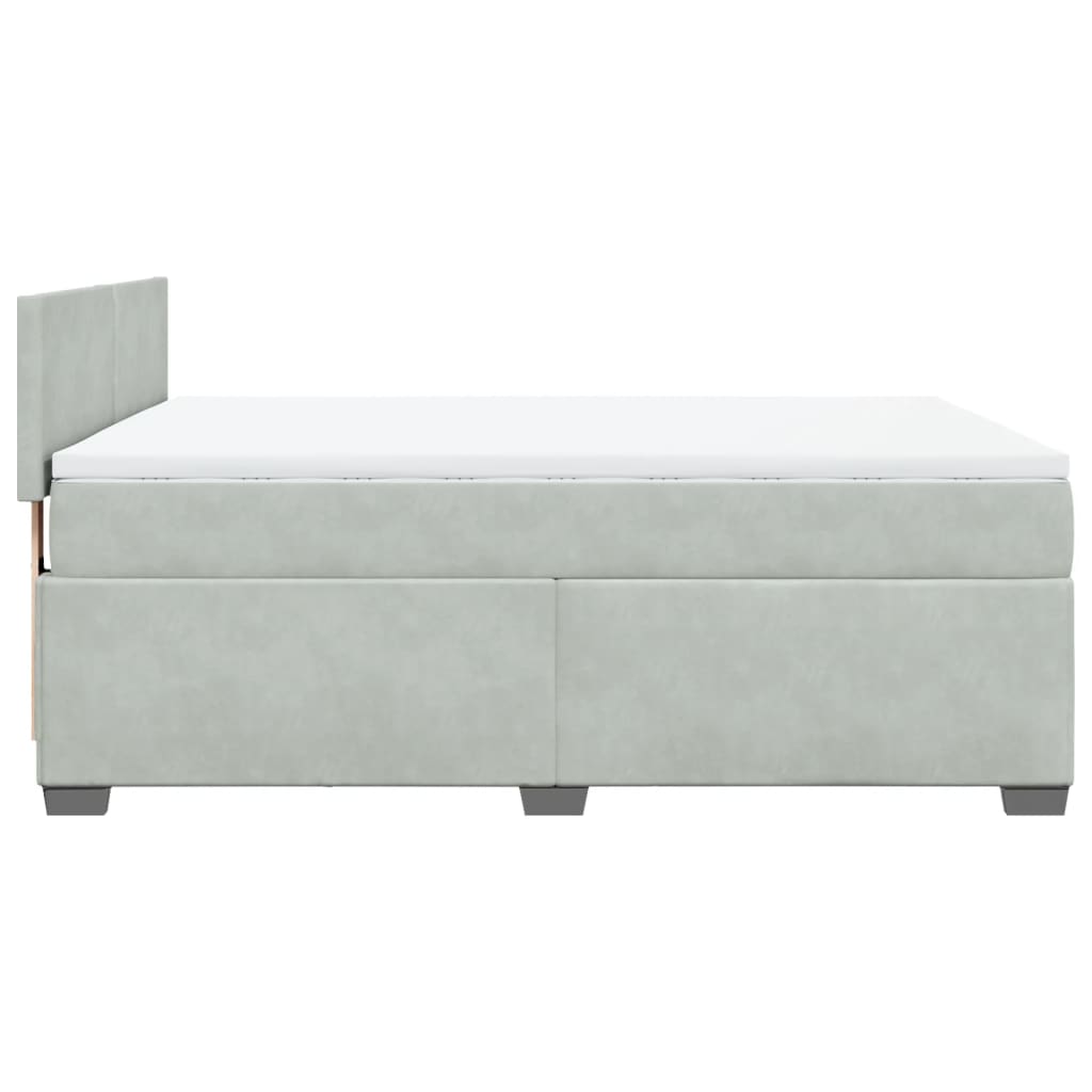 Κρεβάτι Boxspring με Στρώμα Ανοιχτό Γκρι 140x190 εκ. Βελούδινο - Pakobazaar