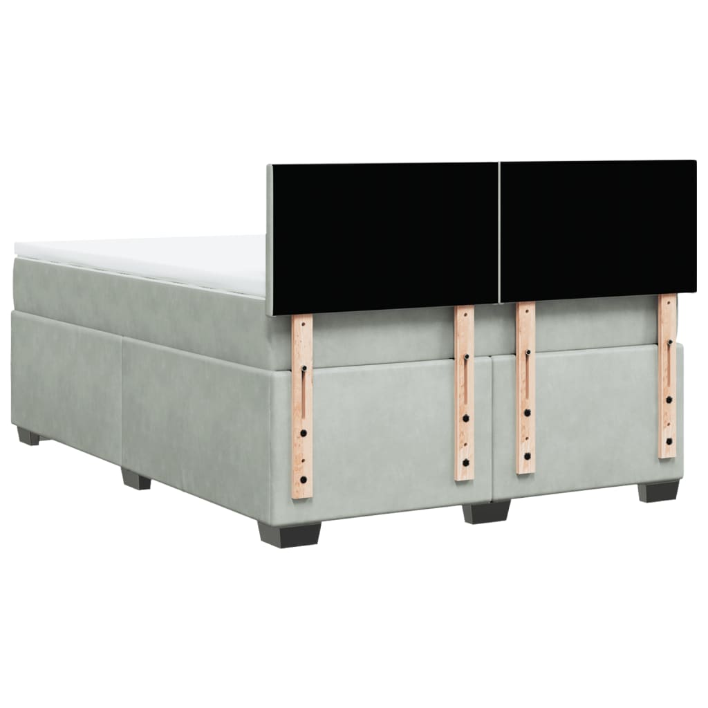 Κρεβάτι Boxspring με Στρώμα Ανοιχτό Γκρι 140x190 εκ. Βελούδινο - Pakobazaar