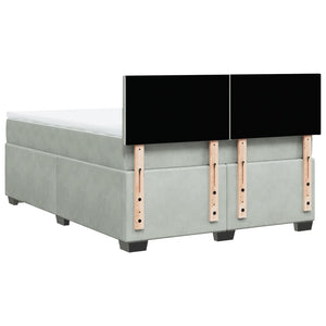 Κρεβάτι Boxspring με Στρώμα Ανοιχτό Γκρι 140x190 εκ. Βελούδινο - Pakobazaar