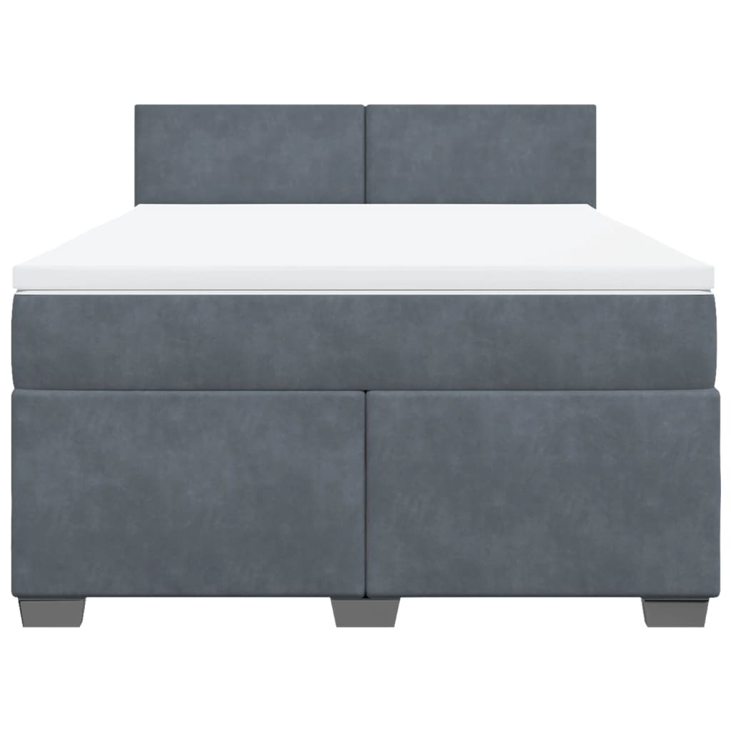 Κρεβάτι Boxspring με Στρώμα Σκούρο Γκρι 140x190 εκ. Βελούδινο