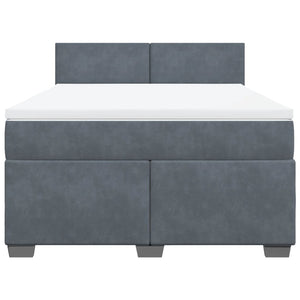 Κρεβάτι Boxspring με Στρώμα Σκούρο Γκρι 140x190 εκ. Βελούδινο