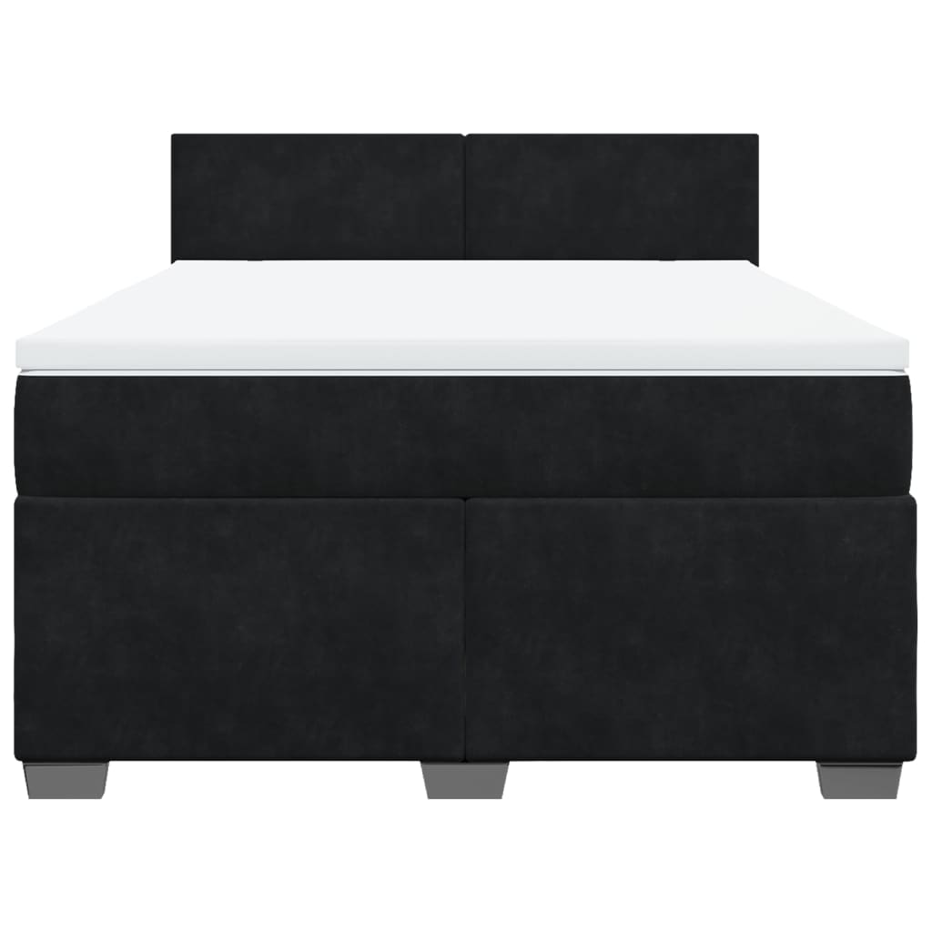 Κρεβάτι Boxspring με Στρώμα Μαύρο 140x190 εκ. Βελούδινο - Pakobazaar