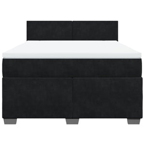 Κρεβάτι Boxspring με Στρώμα Μαύρο 140x190 εκ. Βελούδινο - Pakobazaar