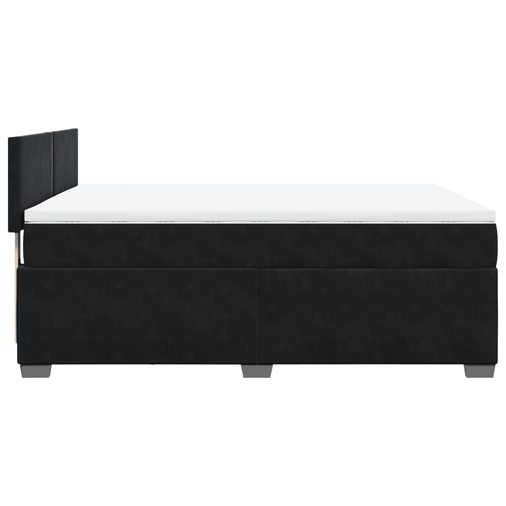 Κρεβάτι Boxspring με Στρώμα Μαύρο 140x190 εκ. Βελούδινο - Pakobazaar