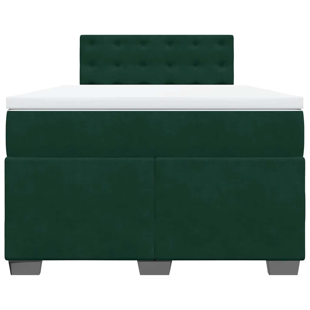 Κρεβάτι Boxspring με Στρώμα Σκούρο Πράσινο 140x190εκ. Βελούδινο