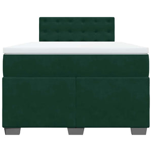 Κρεβάτι Boxspring με Στρώμα Σκούρο Πράσινο 140x190εκ. Βελούδινο