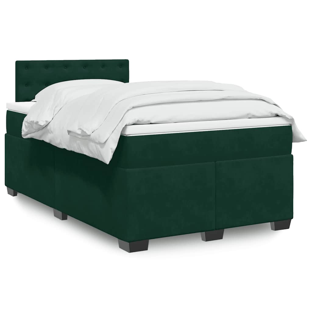 Κρεβάτι Boxspring με Στρώμα Σκούρο Πράσινο 140x190εκ. Βελούδινο