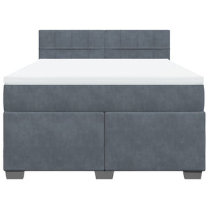 Κρεβάτι Boxspring με Στρώμα Σκούρο Γκρι 140x190 εκ. Βελούδινο