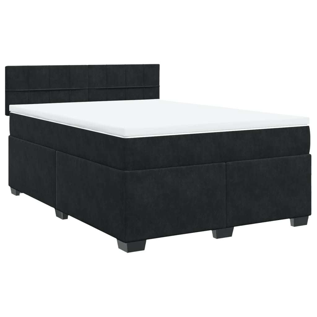 Κρεβάτι Boxspring με Στρώμα Μαύρο 140x190 εκ. Βελούδινο - Pakobazaar