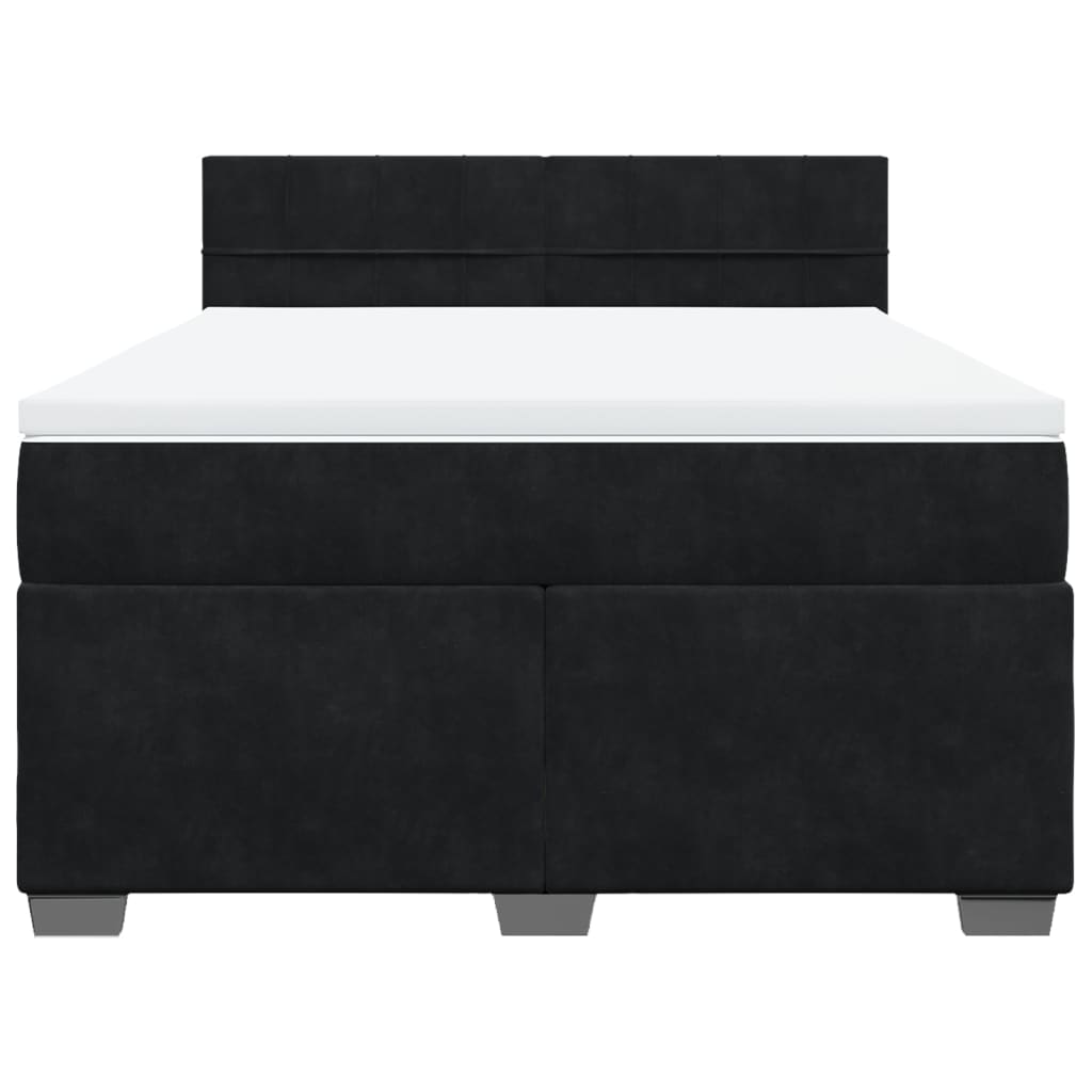 Κρεβάτι Boxspring με Στρώμα Μαύρο 140x190 εκ. Βελούδινο - Pakobazaar