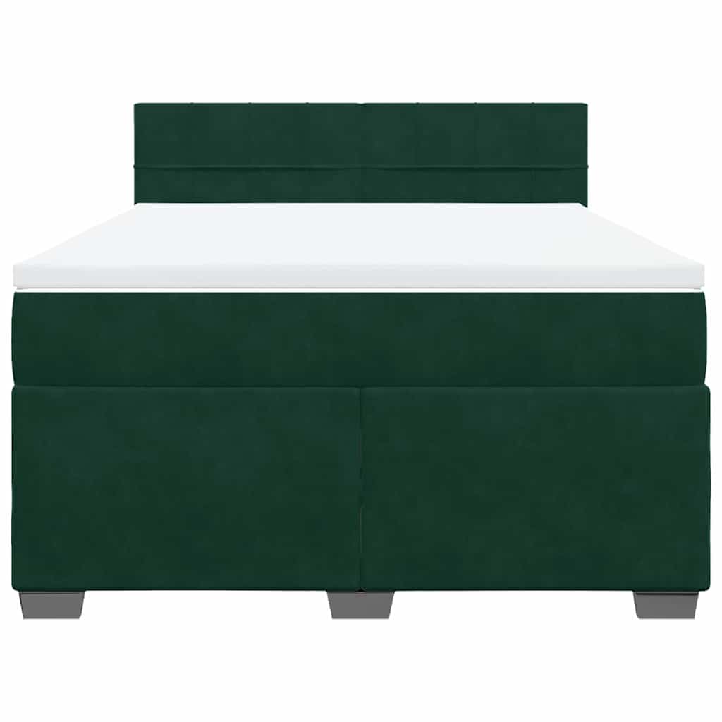 Κρεβάτι Boxspring με Στρώμα Σκούρο Πράσινο 140x190εκ. Βελούδινο