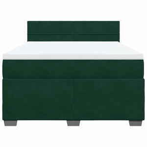 Κρεβάτι Boxspring με Στρώμα Σκούρο Πράσινο 140x190εκ. Βελούδινο