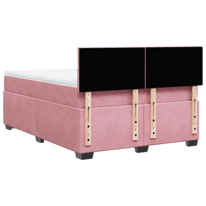 Κρεβάτι Boxspring με Στρώμα Ροζ 140x190 εκ. Βελούδινο