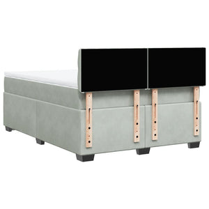 Κρεβάτι Boxspring με Στρώμα Ανοιχτό Γκρι 140x190 εκ. Βελούδινο - Pakobazaar