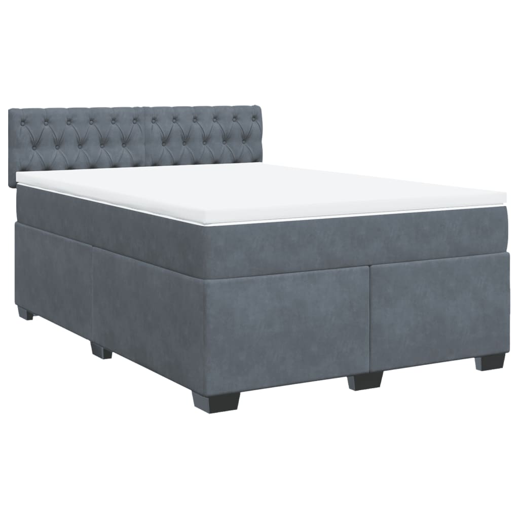 Κρεβάτι Boxspring με Στρώμα Σκούρο Γκρι 140x190 εκ. Βελούδινο
