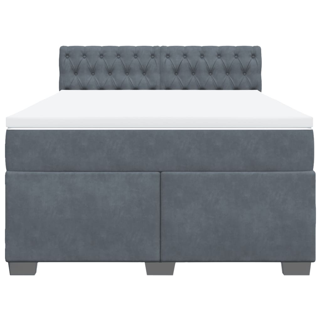 Κρεβάτι Boxspring με Στρώμα Σκούρο Γκρι 140x190 εκ. Βελούδινο