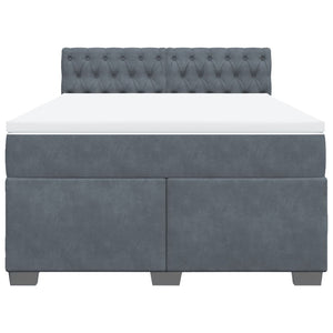 Κρεβάτι Boxspring με Στρώμα Σκούρο Γκρι 140x190 εκ. Βελούδινο