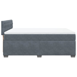 Κρεβάτι Boxspring με Στρώμα Σκούρο Γκρι 140x190 εκ. Βελούδινο